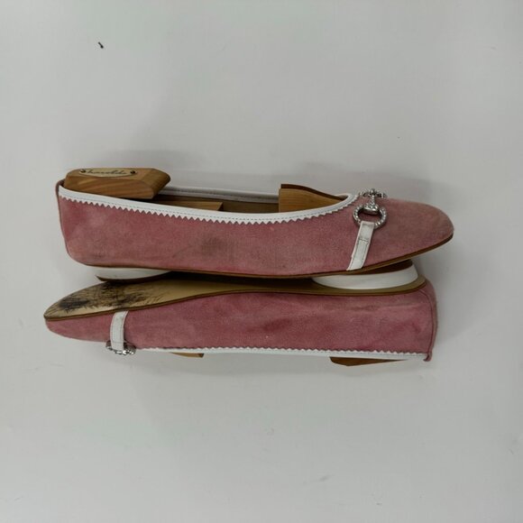 Bellofatto Pink Suede Ballet Flats Rhinestone Horse bit Details Size 10 - Picture 8 of 10